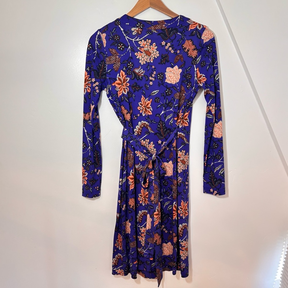 DIANE von FURSTENBERG DVF Blue Purple Floral Print Julian Silk Wrap Dress Sz 4 - Picture 10 of 14